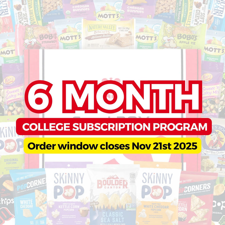 PREPAID (2025/2026) College Student SnackBOX Care Package Subscription Program | 6 Pack BUNDLE | Nov - April