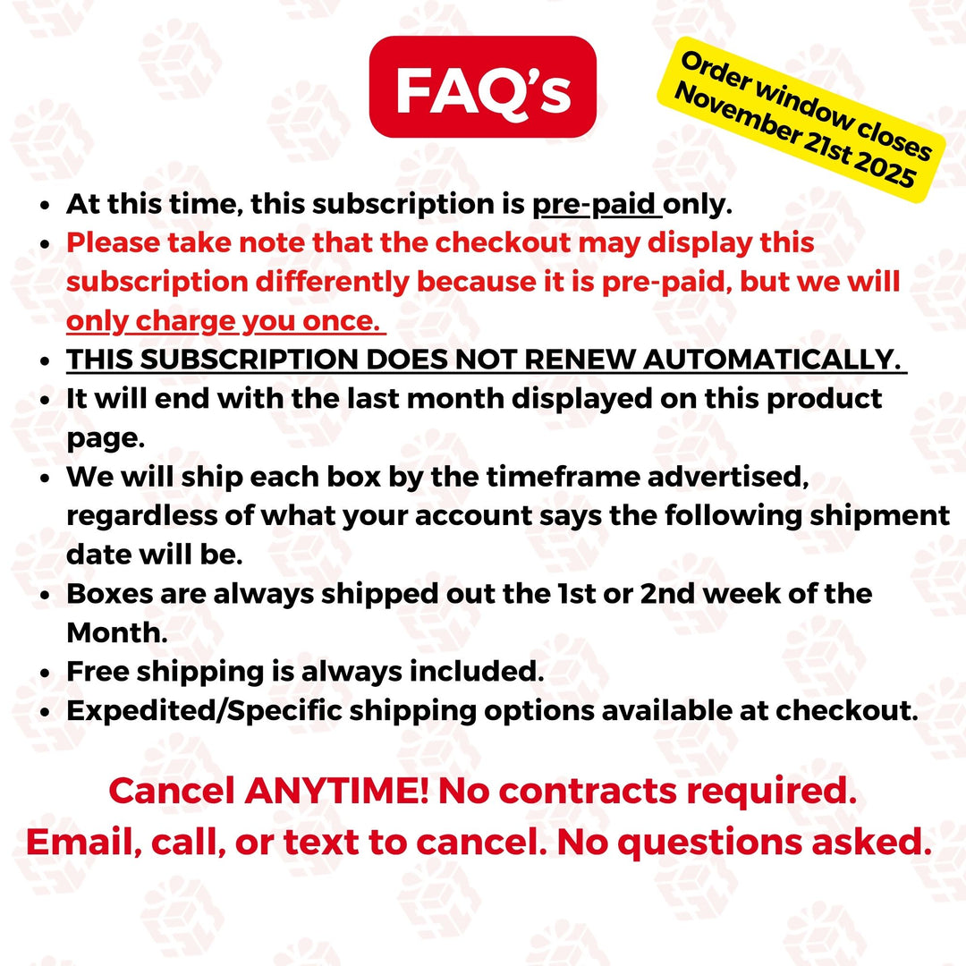 PREPAID (2025/2026) College Student SnackBOX Care Package Subscription Program | 6 Pack BUNDLE | Nov - April