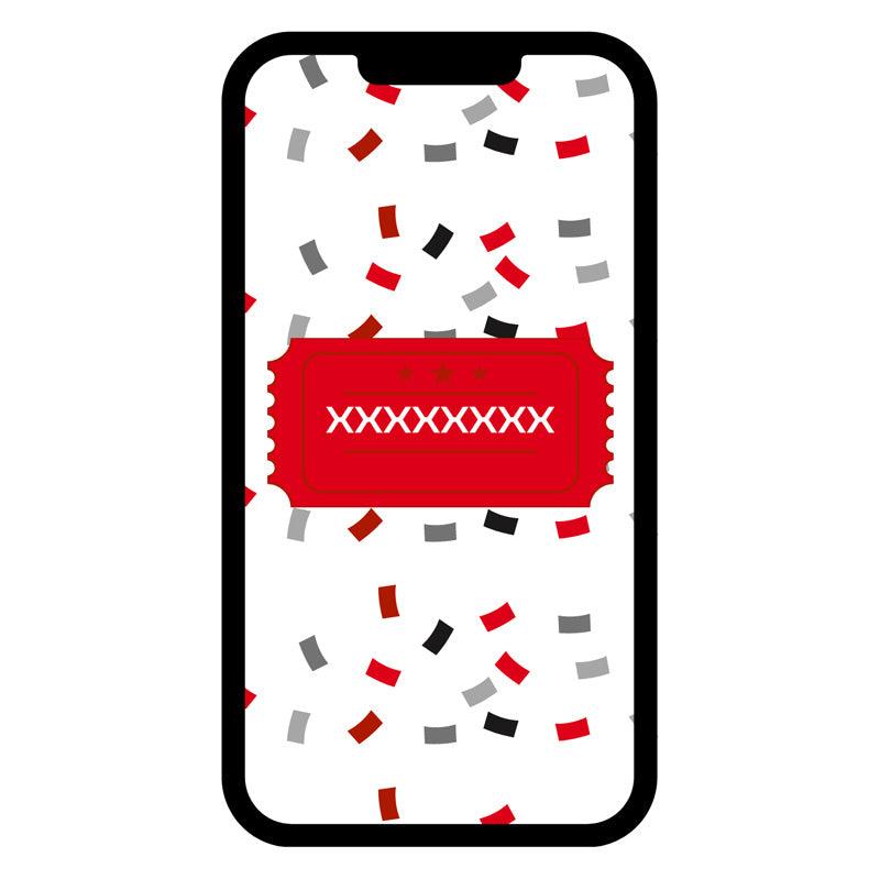 mobile device with vector raffle ticket graphic on the screen