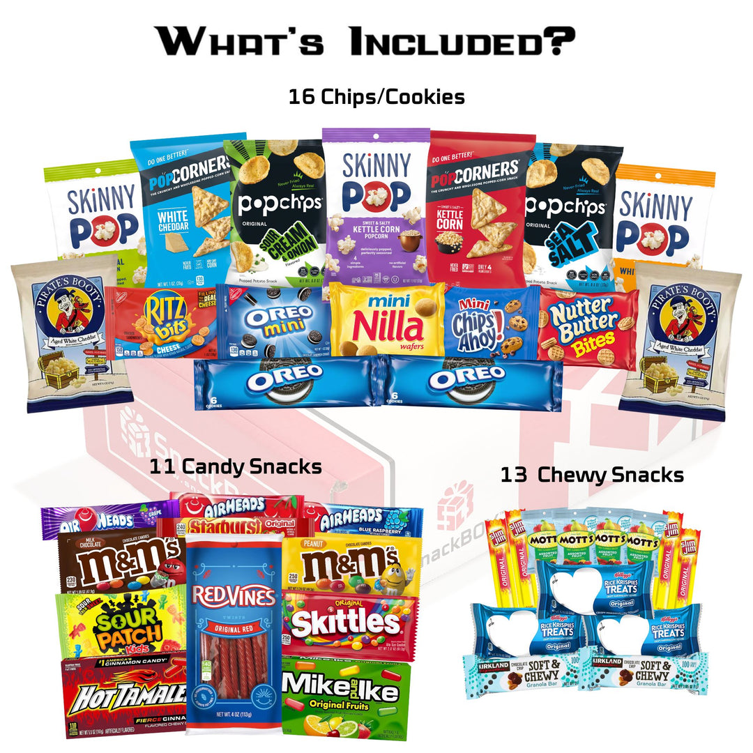 Movie Night Care Package | Candies, Chips, and Cookies Assortment Care Package (40 Snacks)