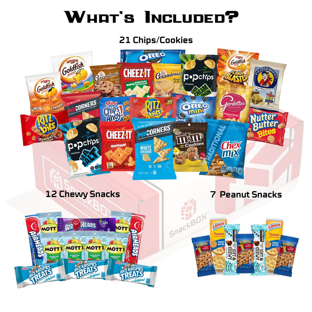 College Care Packages | Candies, Chips, and Cookies Assortment Care Package (40 Snacks)