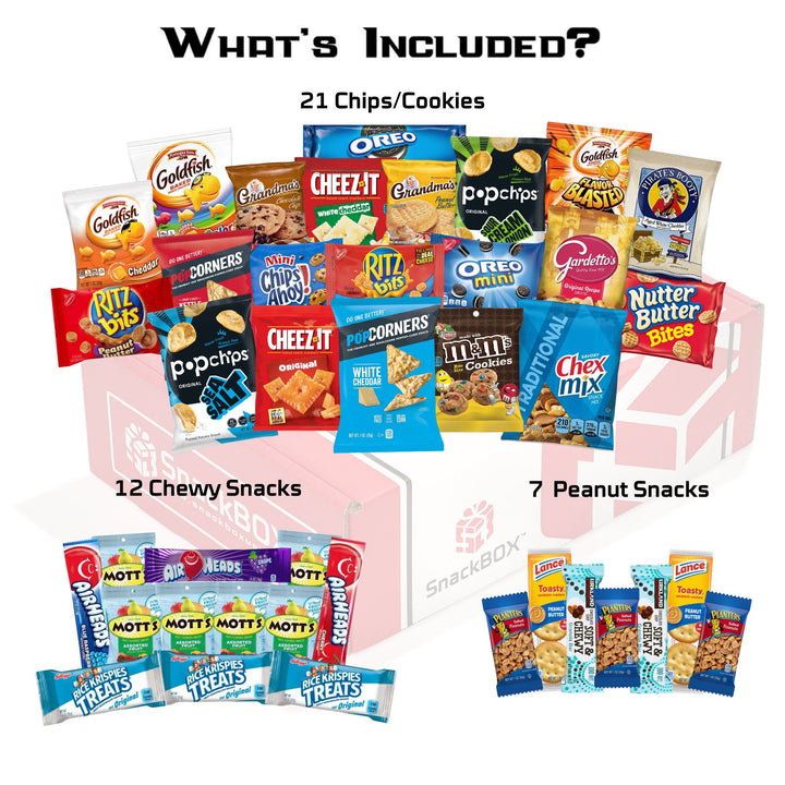 College Care Packages | Candies, Chips, and Cookies Assortment Care Package (40 Snacks)