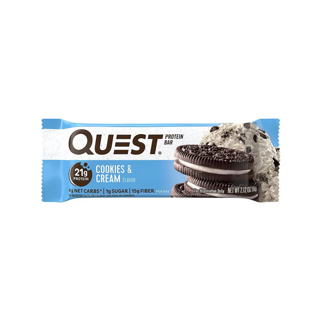 quest protein bar cookies and cream flavor 2 oz