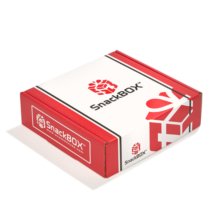 Closed view of snack box package