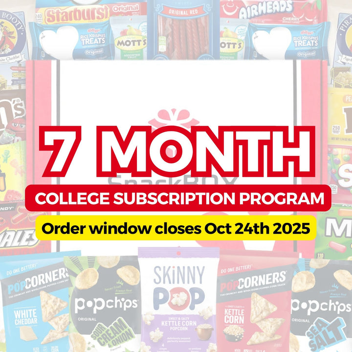 PREPAID (2025/2026) College Student SnackBOX Care Package Subscription Program | 7 Pack BUNDLE | Oct - April