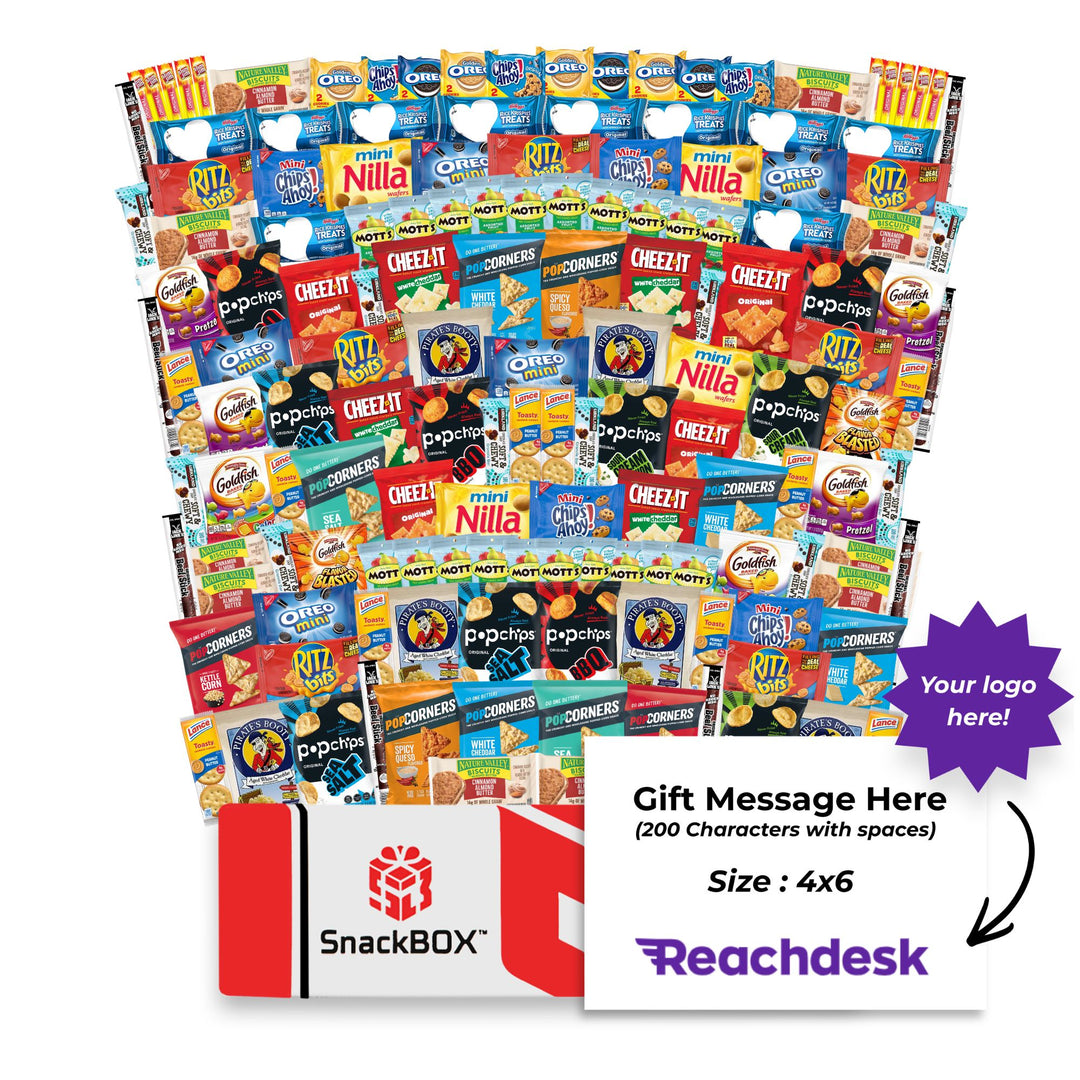 CLASSIC Office Variety Catering Care Package (150 Snacks) + Logo Note Card