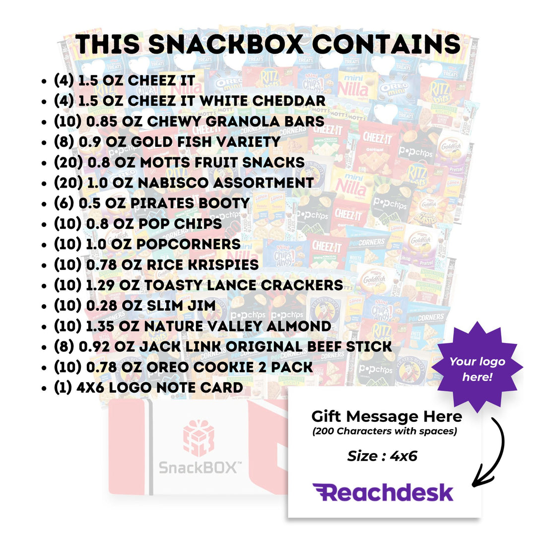 CLASSIC Office Variety Catering Care Package (150 Snacks) + Logo Note Card