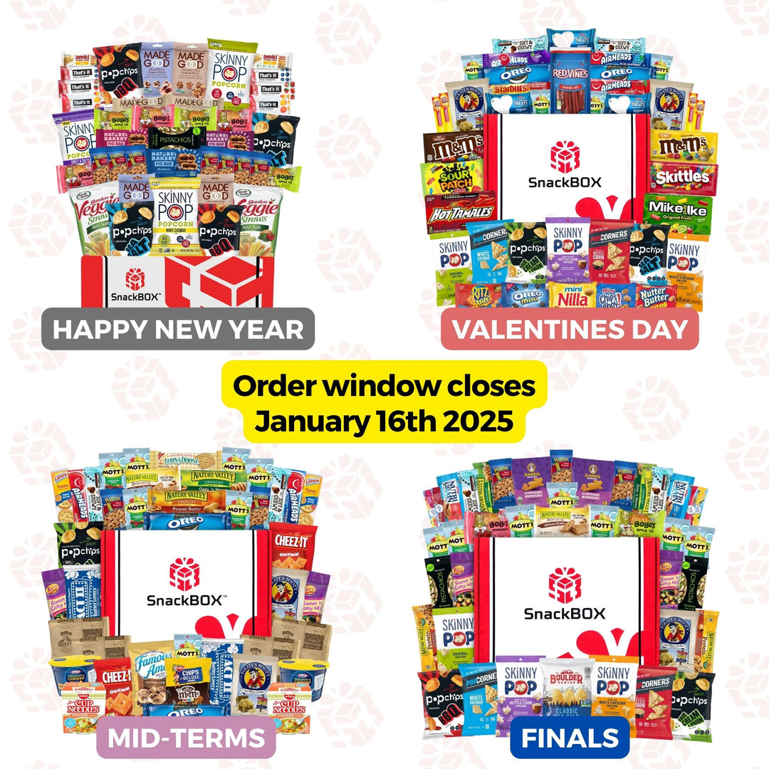 PREPAID (2025/2026) College Student SnackBOX Care Package Subscription Program | 4 Pack BUNDLE | January - April