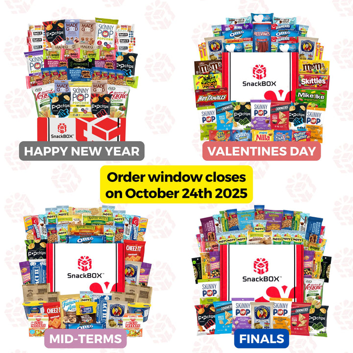PREPAID (2025/2026) College Student SnackBOX Care Package Subscription Program | 7 Pack BUNDLE | Oct - April