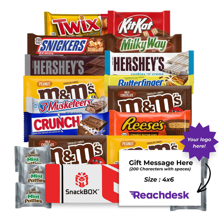 *NEW* Chocolate Candy Bar Box (20 Snacks) + Logo Note Card