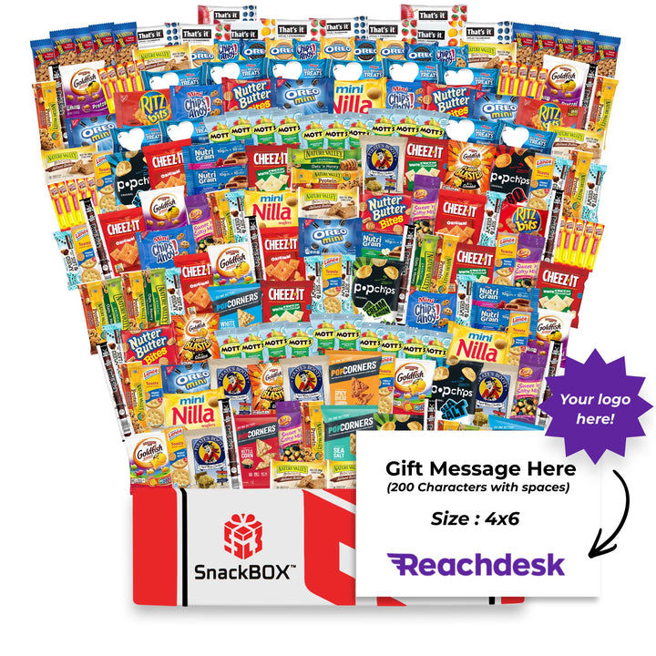 CLASSIC Office Variety Catering Care Package (200 Snacks) + Logo Note Card