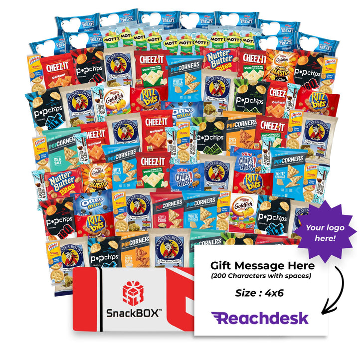 CLASSIC Office Variety Catering Care Package (90 Snacks) + Logo Note Card