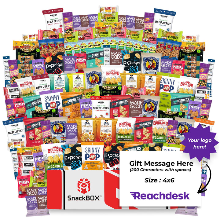 GLUTEN FREE OFFICE VARIETY CATERING CARE PACKAGE (150 Snacks) + Logo Note Card