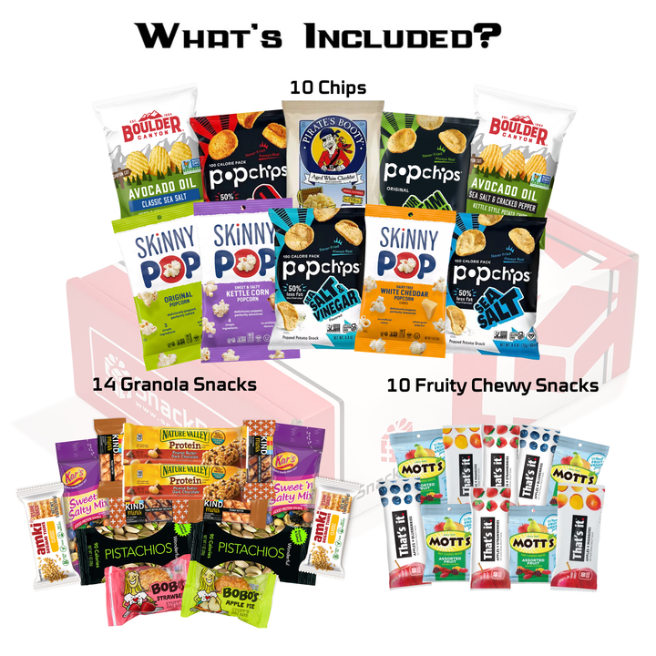 GLUTEN FREE Care Package for College Students, Military and More. Over 3 LBS of Chips, Popcorn, and granola Bars. (34 Snacks)