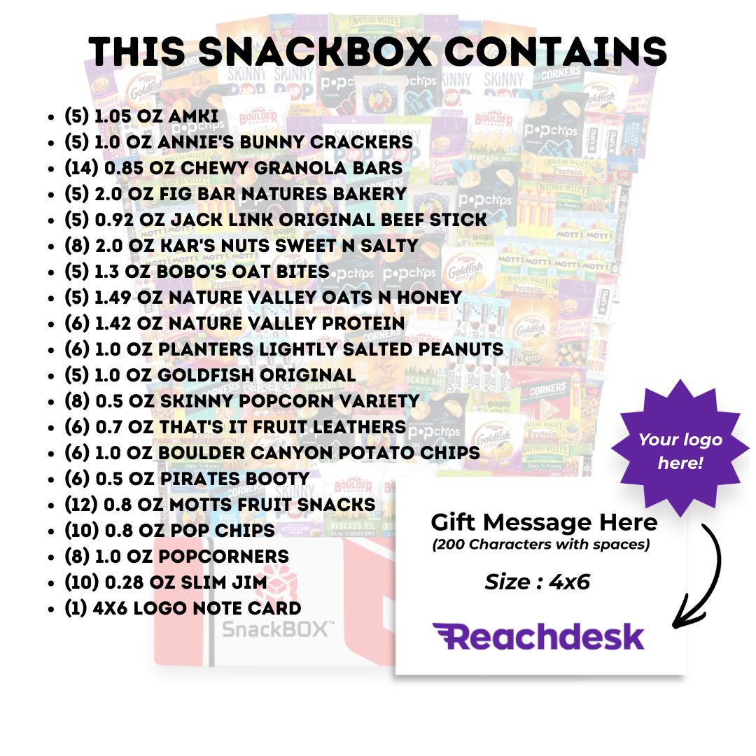 HEALTHY Office Variety Catering Care Package (135 Snacks) + Logo Note Card
