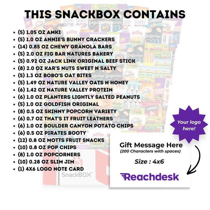 HEALTHY Office Variety Catering Care Package (135 Snacks) + Logo Note Card