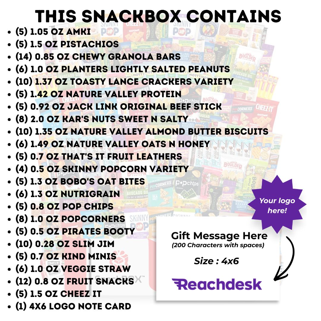 HEALTHY Office Variety Catering Care Package (150 Snacks) + Logo Note Card