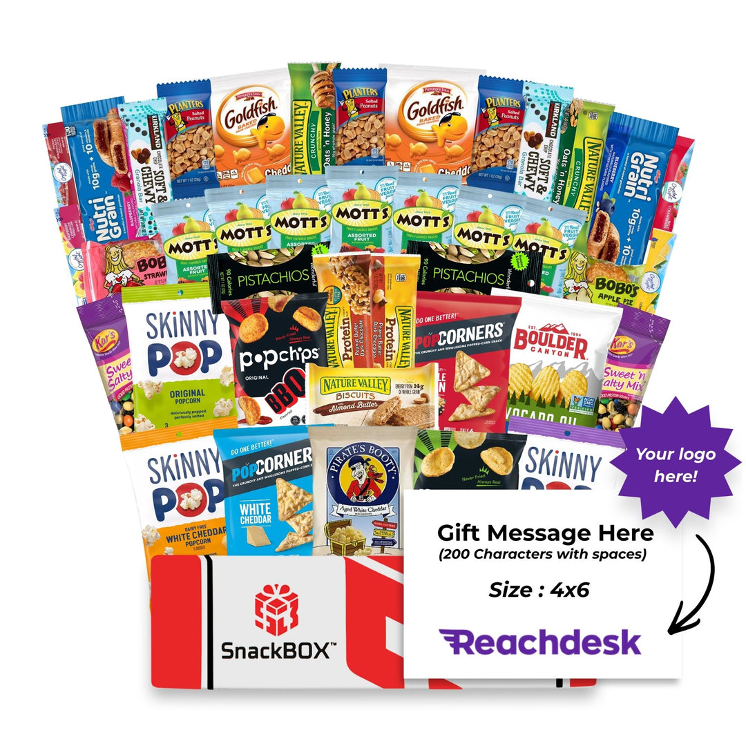 Healthy Snacks Assortment Care Package (40 Snacks) + Logo Note Card
