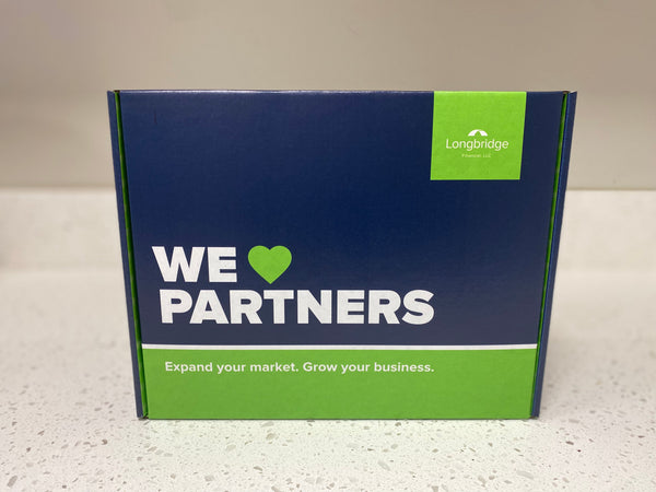 Custom branded snack box interior showing company logo and colors