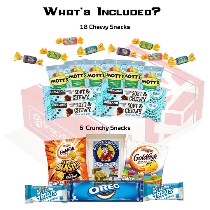 Kids SnackBOX Care Package with Candy and Snacks (24 Snacks)