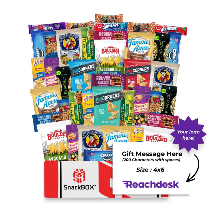 KOSHER Snacks Assortment Care Package (40 Snacks) + Logo Note Card