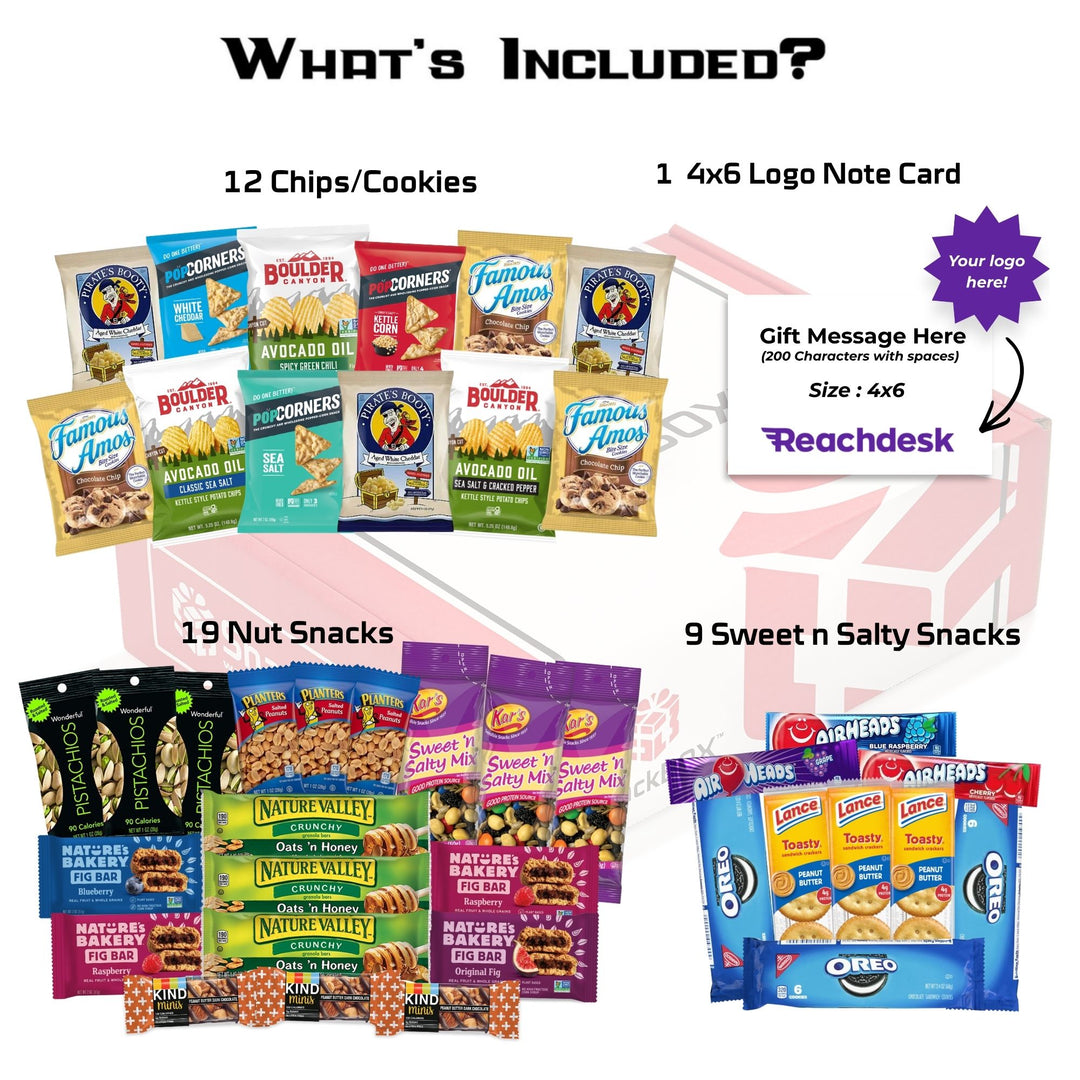KOSHER Snacks Assortment Care Package (40 Snacks) + Logo Note Card
