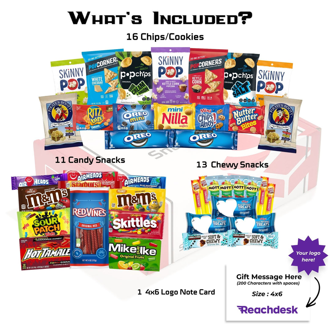 Movie Night Care Package (40 Snacks) + Logo Note Card