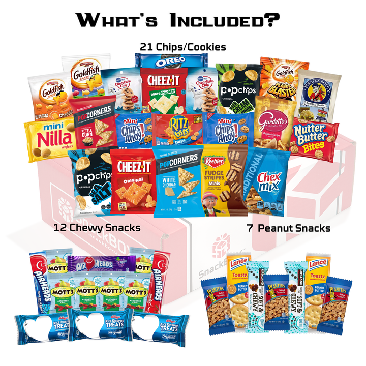 College Care Packages | Candies, Chips, and Cookies Assortment Care Package (40 Snacks)