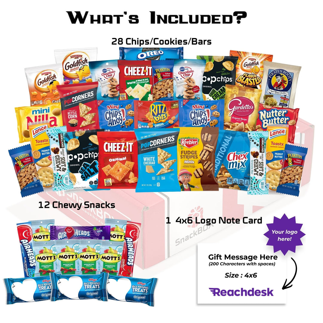 College Care Packages (40 Snacks) + Logo Note Card