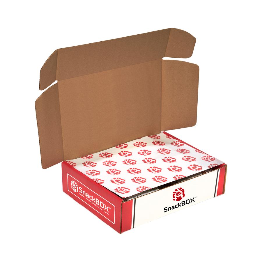 Open Image of Snack BOX with branded tissue paper