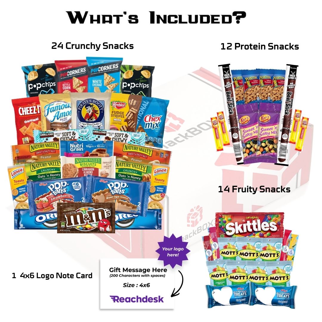 Original SnackBOX Care Package (50 Snacks) + Logo Note Card
