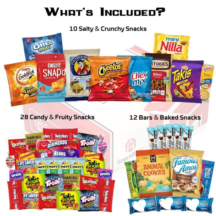 Flavor Fusion Variety Snack Box Care Package (50 Snacks)