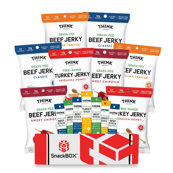 Autodesk - Think Jerky Grass Fed Beef Free Range Turkey Jerky Care Package (15 Snacks) | By SnackBOX