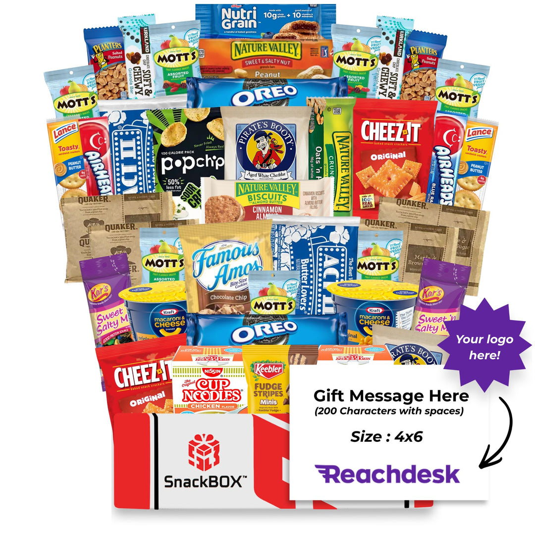 *Quick Meals* Original SnackBOX Care Package (40 Snacks) + Logo Note Card
