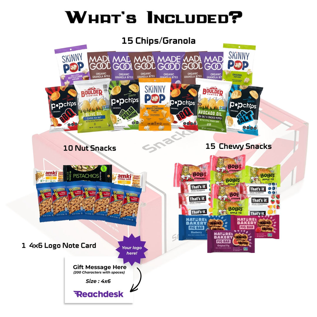 *VEGAN* Snack Assortment Care Package (40 Snacks) + Logo Note Card