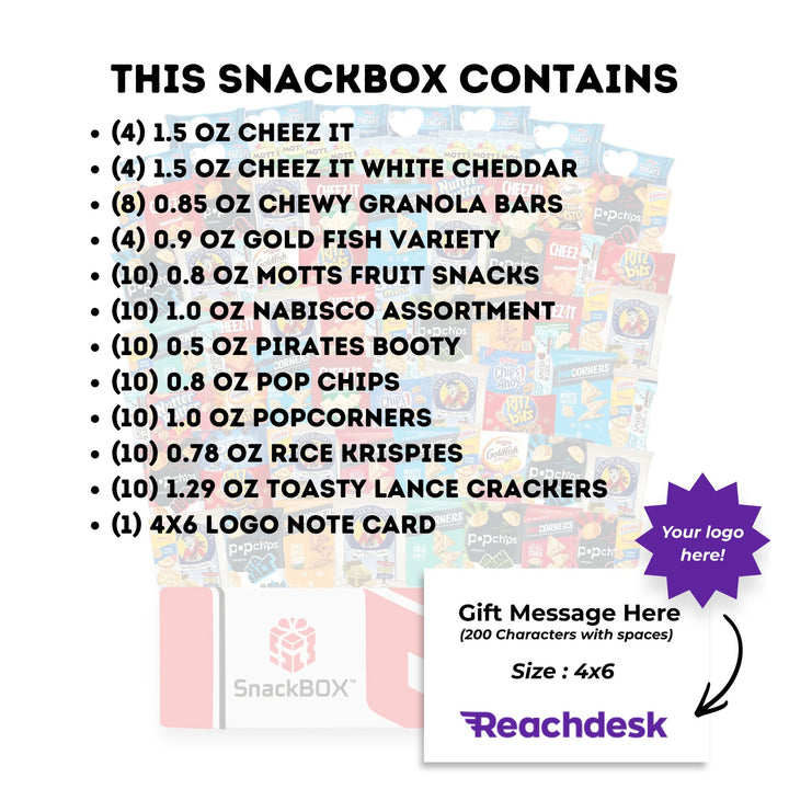 CLASSIC Office Variety Catering Care Package (90 Snacks) + Logo Note Card