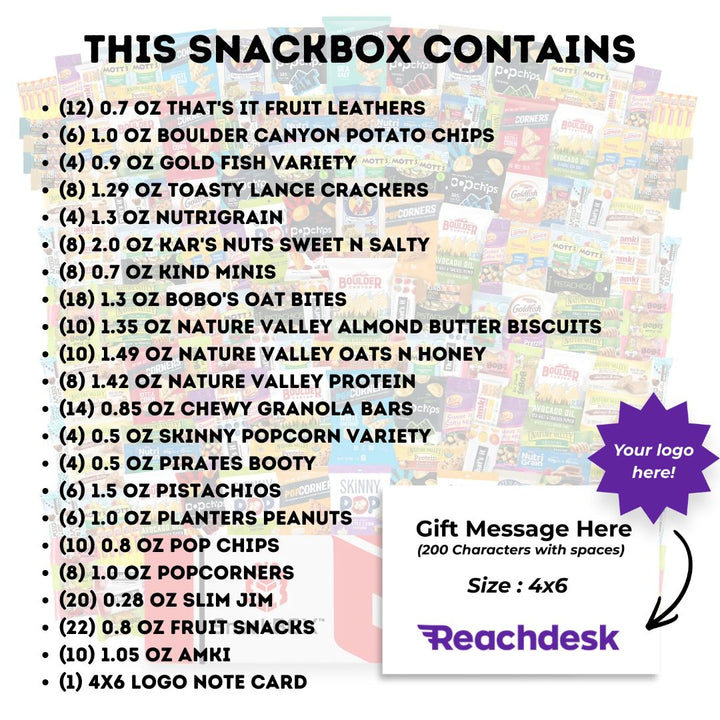 HEALTHY Office Variety Catering Care Package (200 Snacks) + Logo Note Card