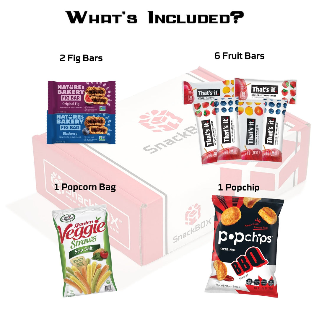 Vegan Care Package (10 Count) Thats it bars, fig bars, popchips, veggie straw